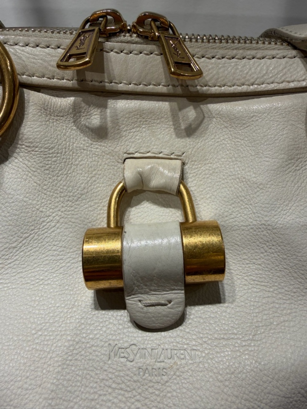 Yves Saint Laurent Muse Cream Leather Satchel with Gold Hardware - Picture 7 of 13